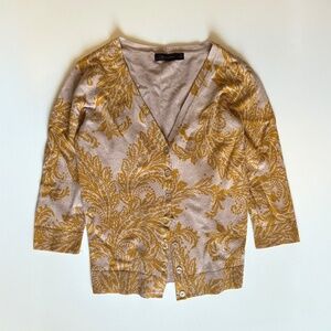 The Limited Women's Cardigan Small Yellow Beige Paisley Pattern